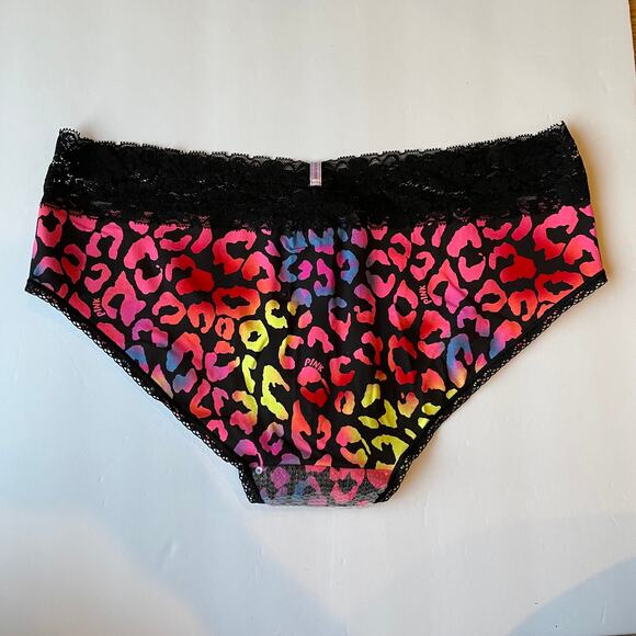 Victoria's Secret PINK Panty Womens Large Black Yellow Pink Animal Print Sequin - Picture 4 of 4
